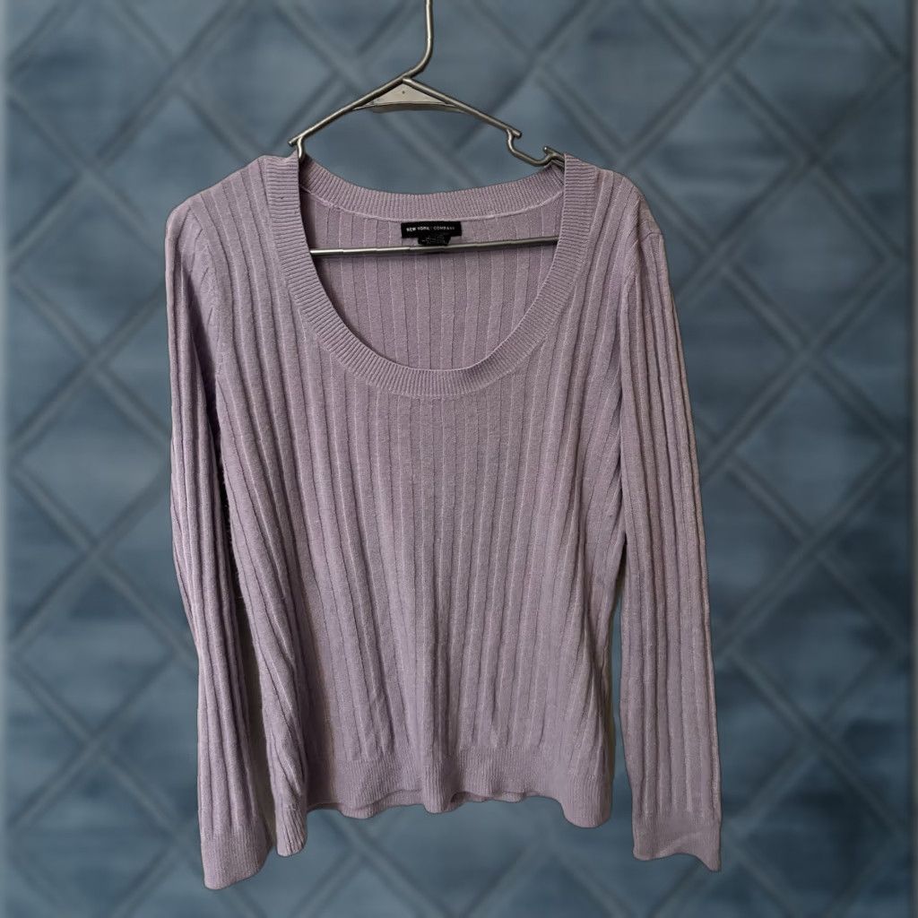 Vintage New York & Company Hooded Purple Long Sleeve Sweater L Womens Knit Acrylic Shirt Pullover Fall Winter Size L / US 10 / IT 46 - 1 Thumbnail