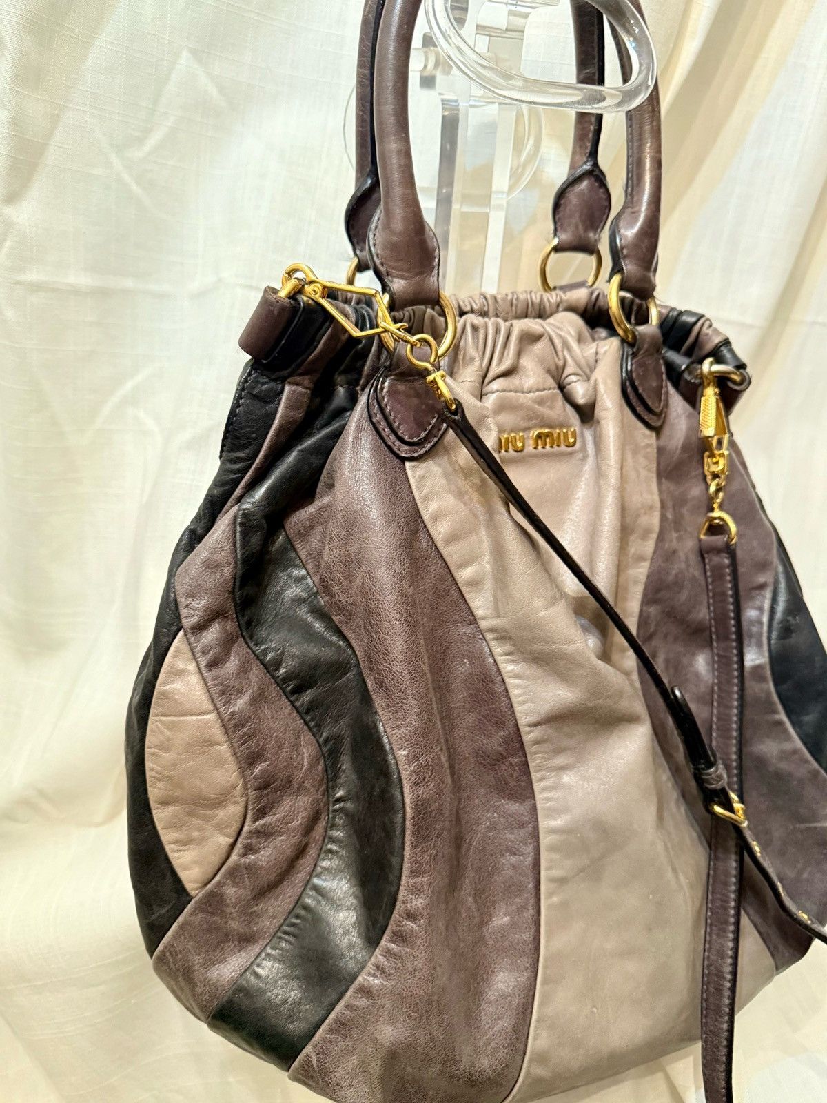 Miu Miu Mui Mui Hobo Leather Bucket Bag Size ONE SIZE - 6 Thumbnail