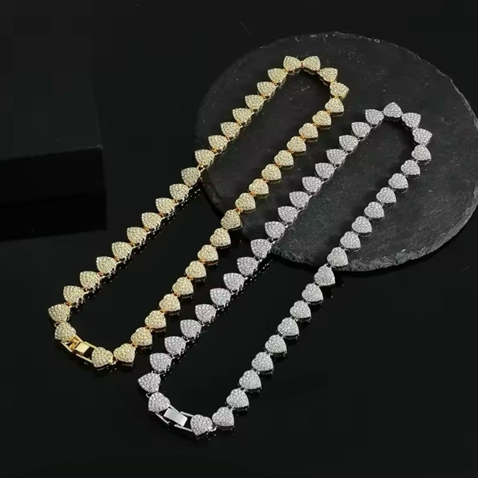 Other Heart Shape Cubin Chain Necklace Iced Out Men Jewelry 18” Size ONE SIZE - 3 Thumbnail