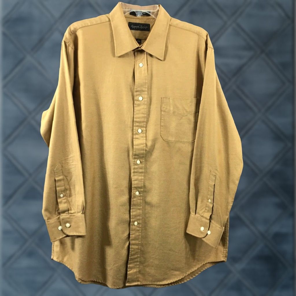 Vintage Kenneth Roberts Platinum Shirt Mens 17 Brown Long Sleeve Button-Up Shirt Size US XL / EU 56 / 4 - 1 Thumbnail