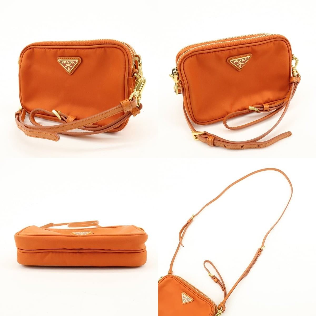 Prada Prada Triangle Logo Nylon Shoulder Bag Orange Size ONE SIZE - 3 Thumbnail
