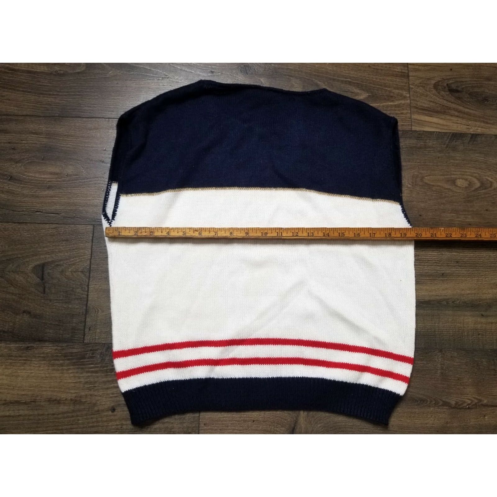 Nautica VINTAGE Sweater Bazaar Vest Women M White Geometric Knit Sleeveless Nautical Boat Crew Neck 100% Cotton Size M / US 6-8 / IT 42-44 - 3 Thumbnail