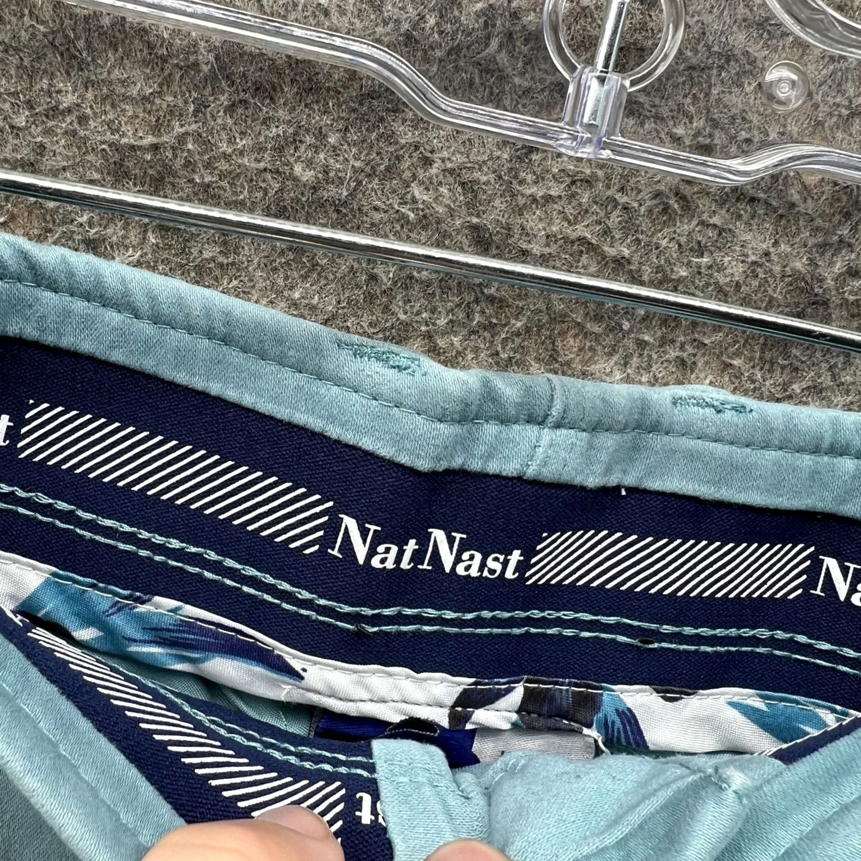Nat Nast Nat Nast Shorts Mens 32 Light Blue Chino Flat Front Canvas Straight Fit Cotton Pants Casual Fall Summer Size US 32 / EU 48 - 4 Thumbnail