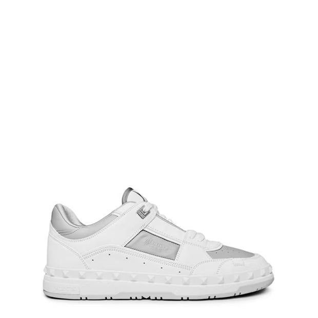 o1g2r1mq0824 Freedots Calfskin Low Trainers in Bianco Grey