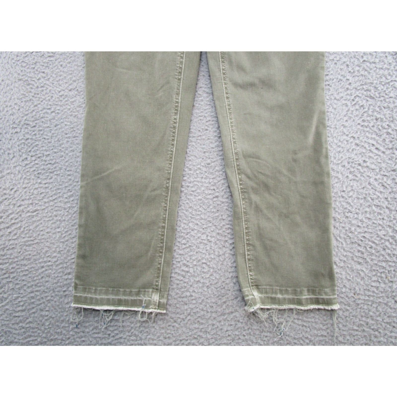 Vintage Maurice's Slim Ankle Original Fit Olive Green Denim Raw Hem Jeans Size 4 Women Size 27" / US 4 / IT 40 - 2 Thumbnail