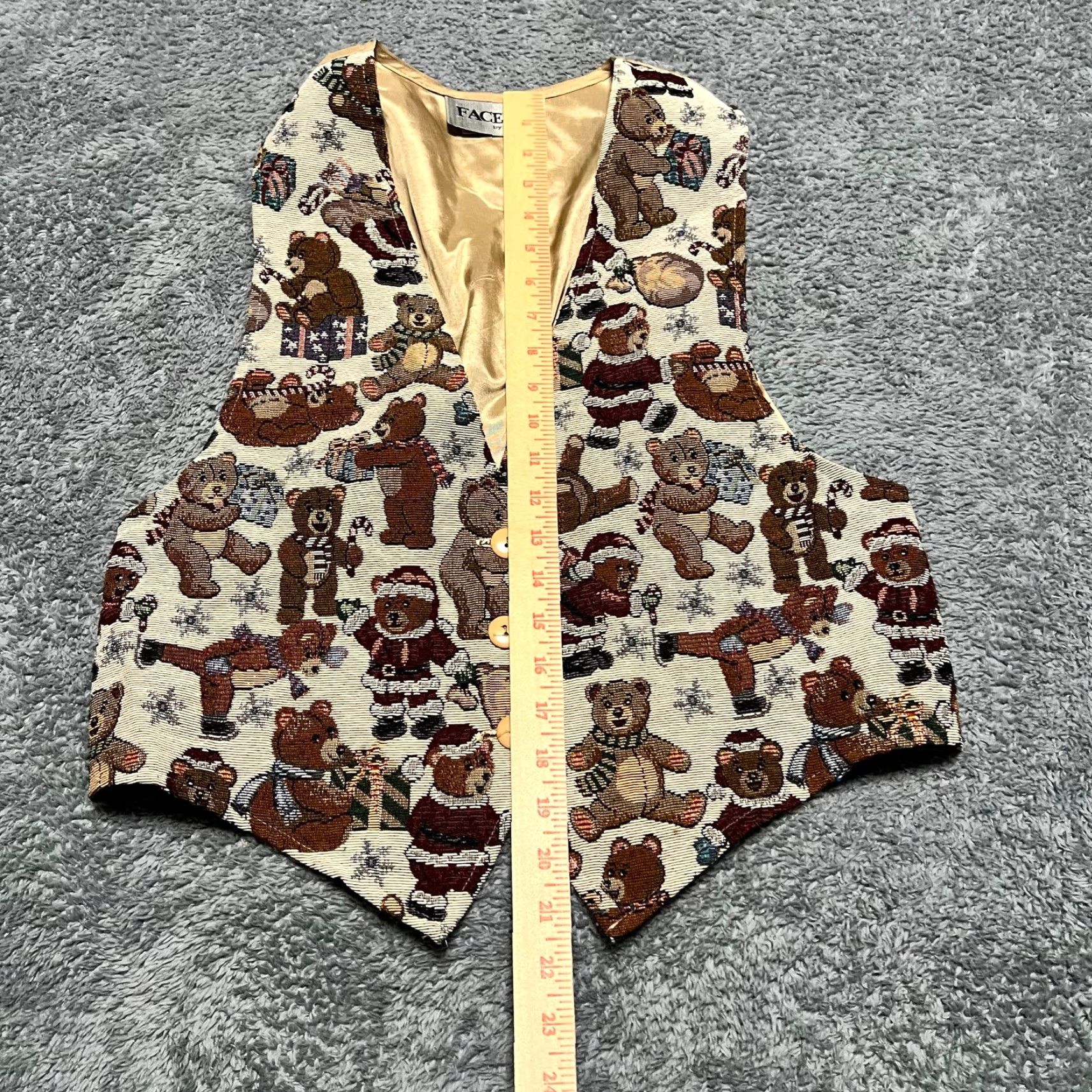 Vintage VINTAGE Facets by Mirrors Teddy Bear Vest Medium Regular Women Tie Back 90's Cosplay Brown Tapestry Cottage Granny Y2K Suit Vest M Vest Women Brown Size M / US 6-8 / IT 42-44 - 7 Thumbnail