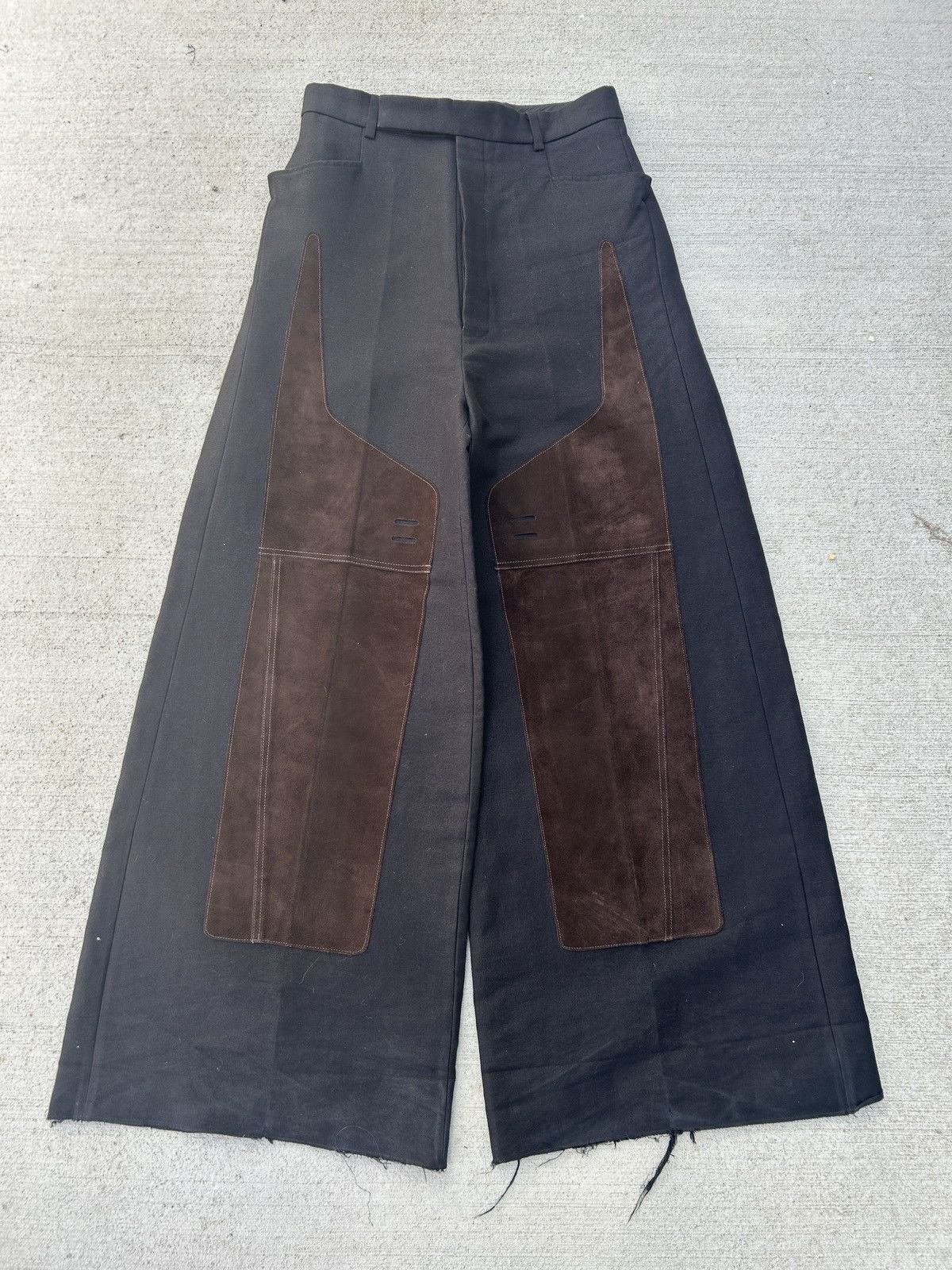 Rick Owens Rick Owens Runway FW19 Larry Moleskin Suede Patch Pants Size US 34 / EU 50 - 1 Thumbnail