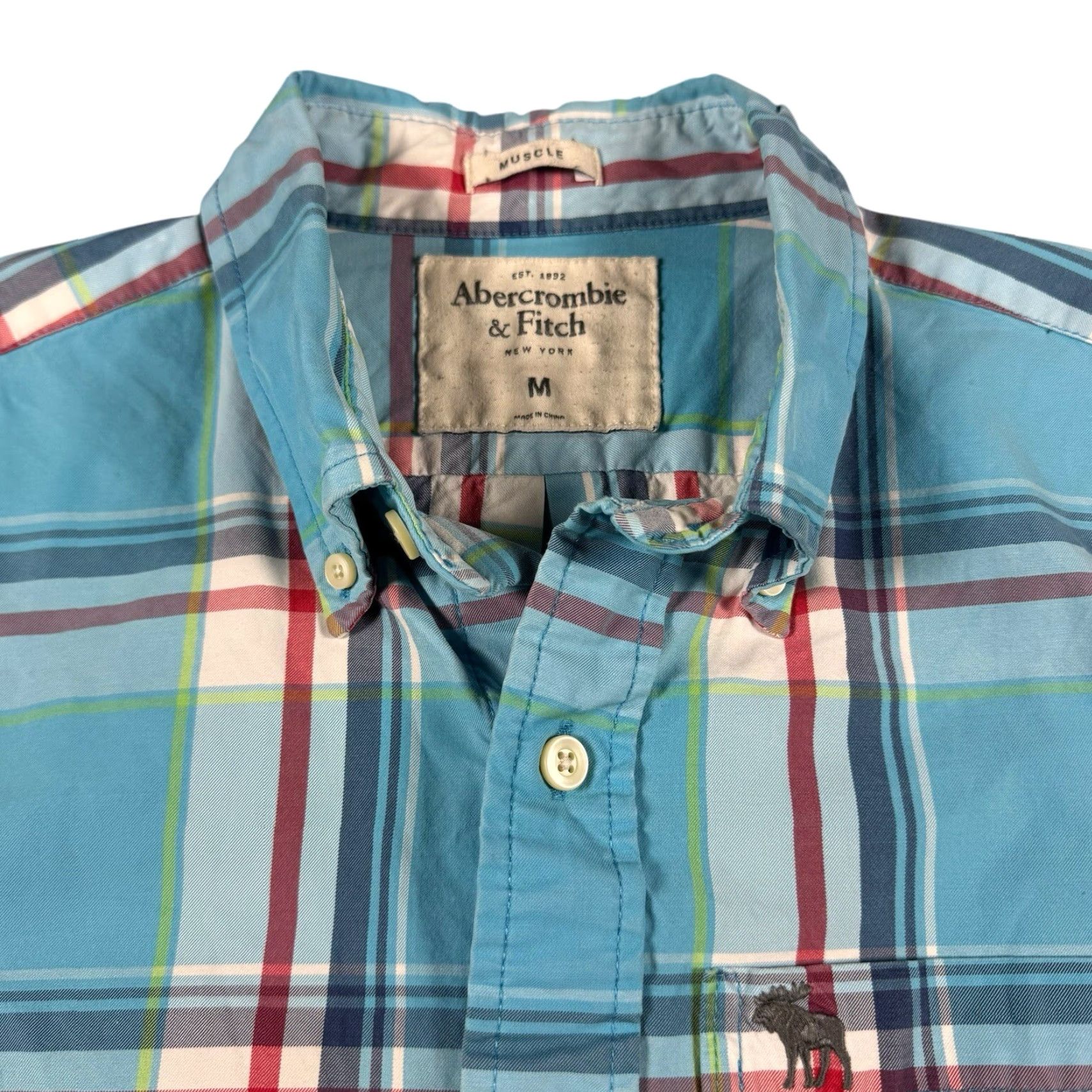 Abercrombie & Fitch VINTAGE Abercrombie & Fitch Muscle Shirt Mens Medium Moose Logo Preppy Casual Shirt Size US M / EU 48-50 / 2 - 4 Thumbnail