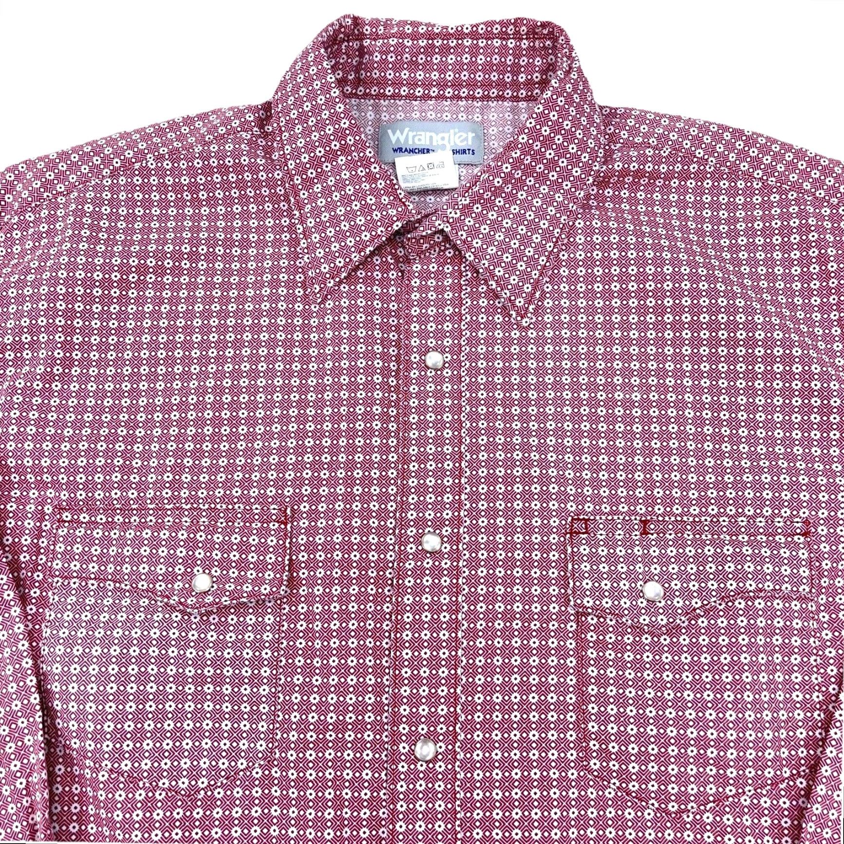 Wrangler VINTAGE Wrangler Western Shirt Men XL Red Pearl Snap Button Up Cowboy Wrancher Geometric Size US XL / EU 56 / 4 - 2 Thumbnail