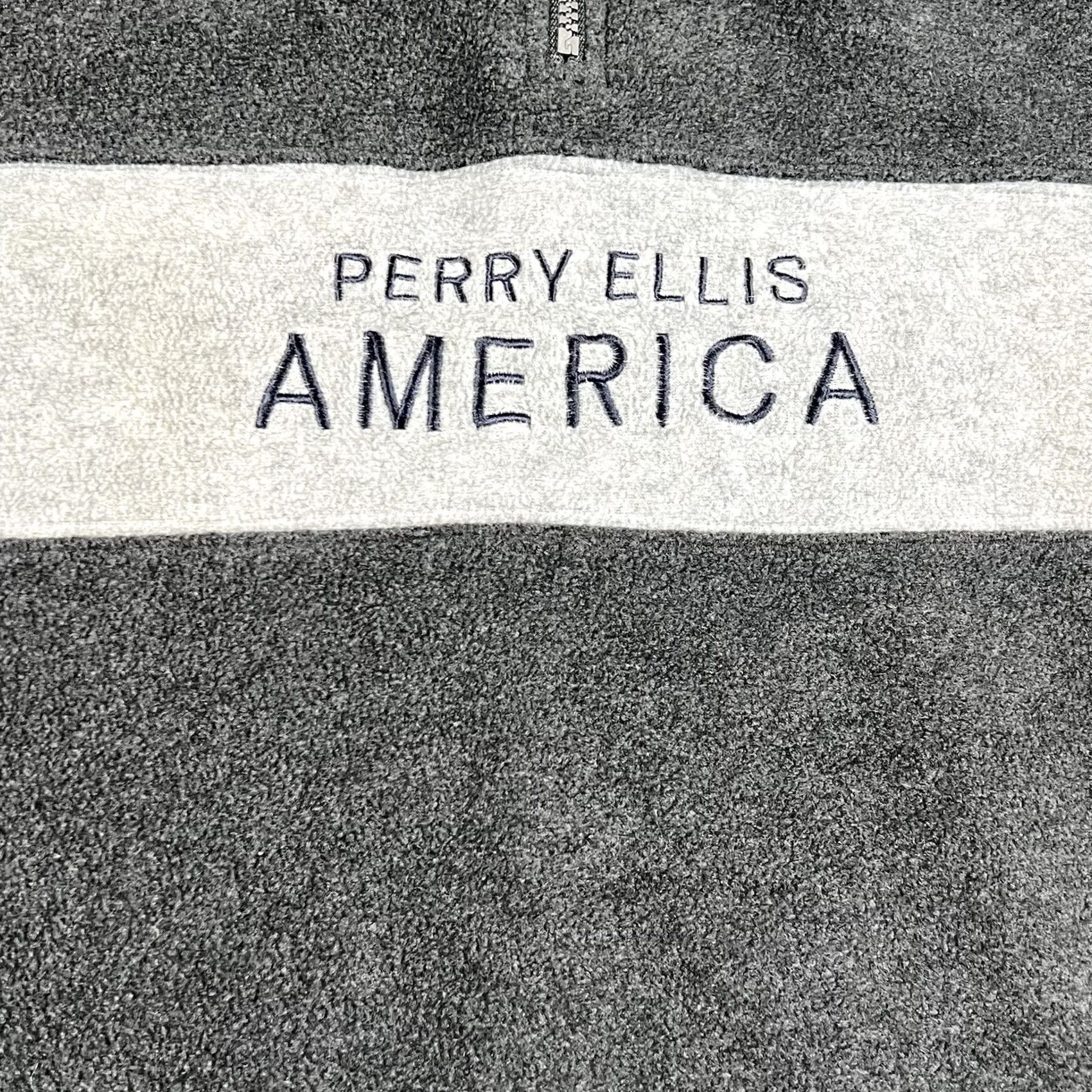 Perry Ellis VINTAGE Perry Ellis America Fleece Sweater 1/4 Zip Pullover Mens 2XL Gray Black Size US XXL / EU 58 / 5 - 2 Thumbnail