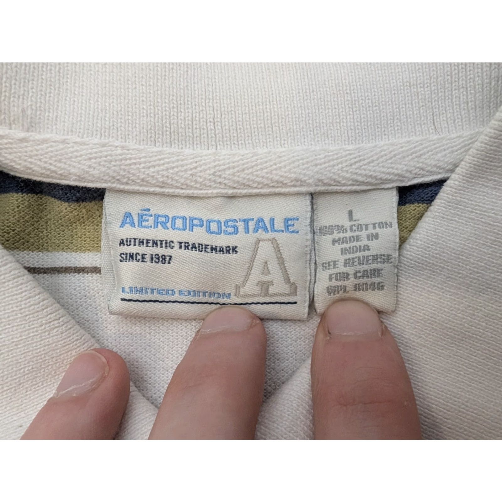 Vintage Aeropostale Polo Shirt Mens Large Striped Preppy Retro Y2K Mallcore Streetwear Size US L / EU 52-54 / 3 - 4 Thumbnail