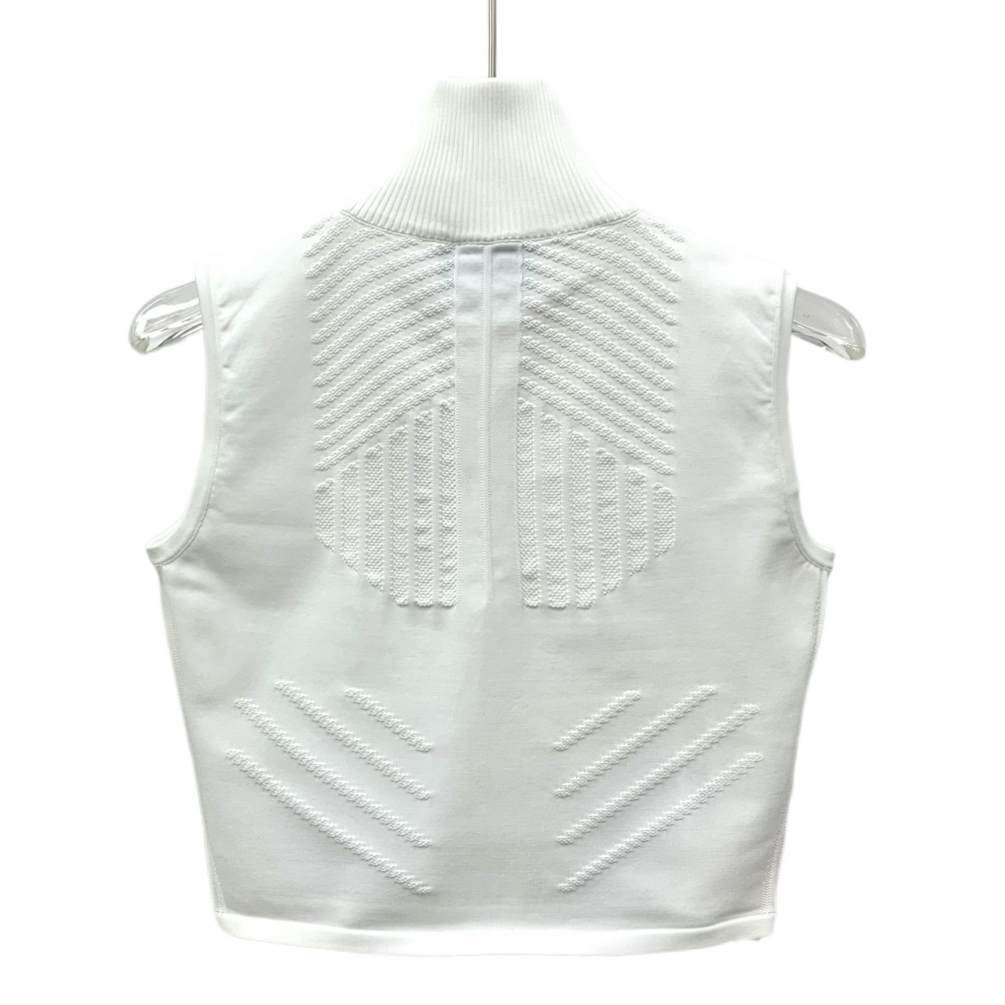 Prada Prada White Ribbed Standneck Semi-Zip Sleeveless Knitted Ves Size S / US 4 / IT 40 - 8 Thumbnail