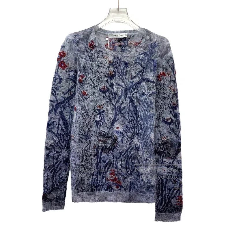 Dior Dior Blue floral inlaid cashmere round-neck long-sleeved s Size XS / US 0-2 / IT 36-38 - 1 Thumbnail