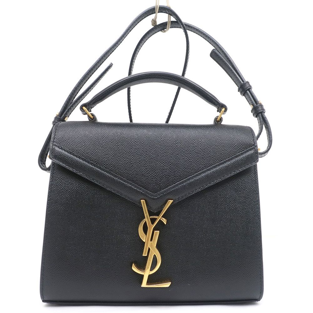 Yves Saint Laurent Cassandra Mini Leather Plaque Black