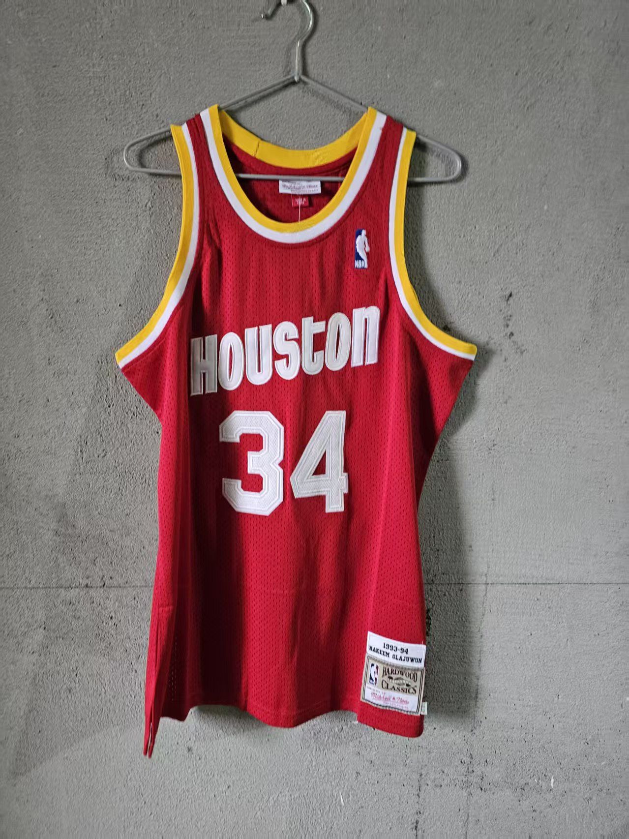 NBA Houston Rockets #34 Hakeem Olajuwon Jersey Double Stitched Size US M / EU 48-50 / 2 - 1 Thumbnail