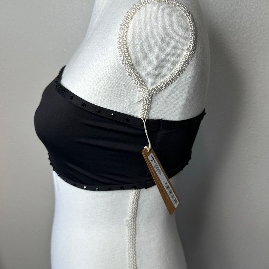 SKIMS NWT SKIMS Swim Rhinestone Bandeau Top S Onyx Black Swimwear Size S / US 4 / IT 40 - 4 Thumbnail
