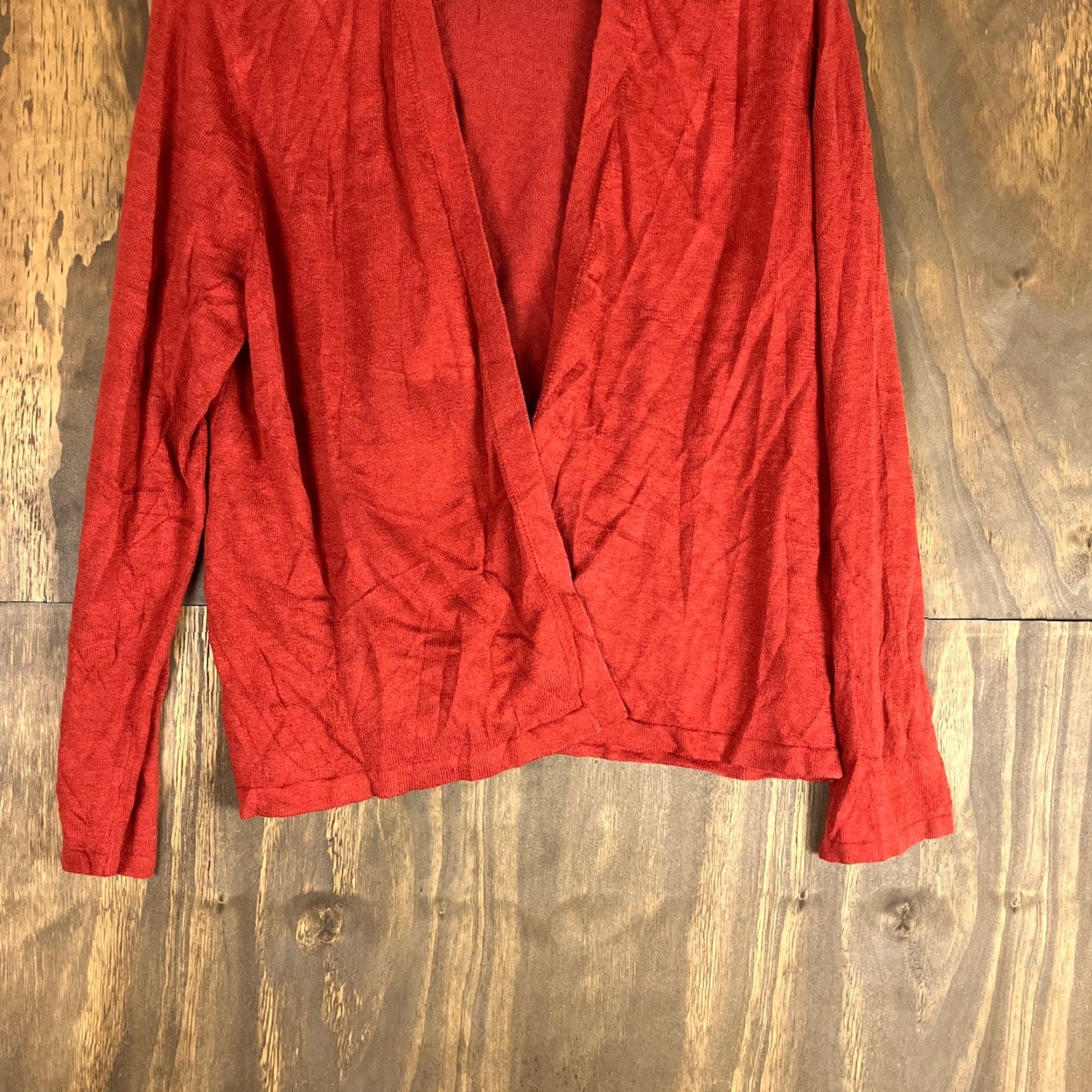 Vintage J Jill Womens Cardigan Orange Linen Blend Open Front Lightweight Knit Petite Long Sleeve Lightweight Cardigan Womens Size L / US 10 / IT 46 - 3 Thumbnail
