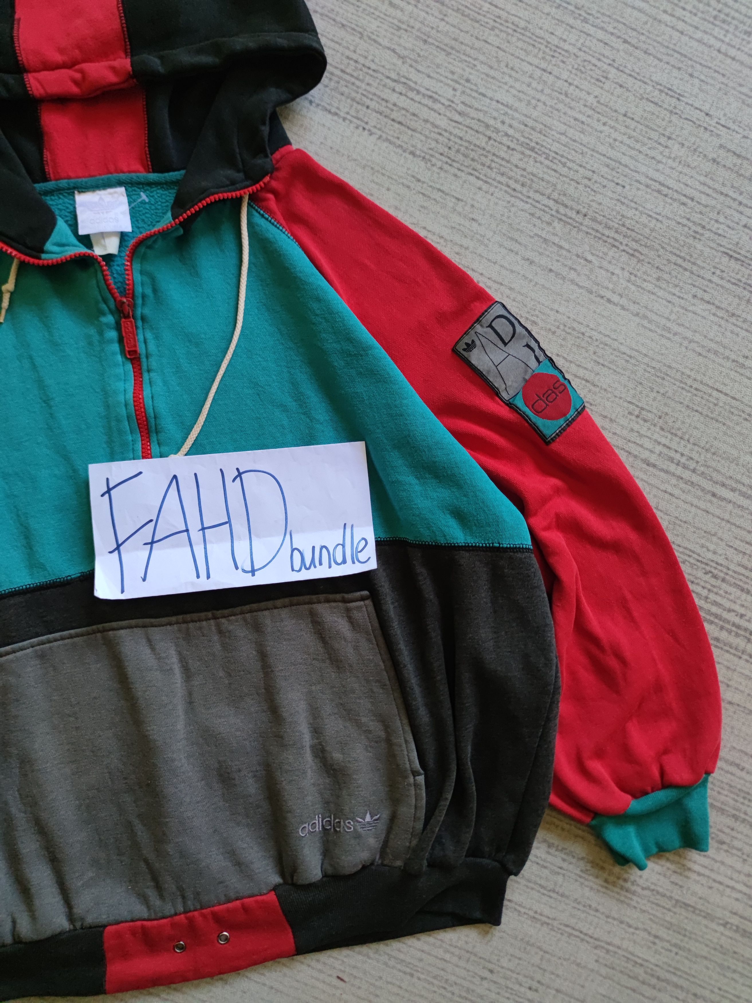 Adidas Vintage Multicolour Adidas Half Zipper Hoodie Size US L / EU 52-54 / 3 - 4 Thumbnail