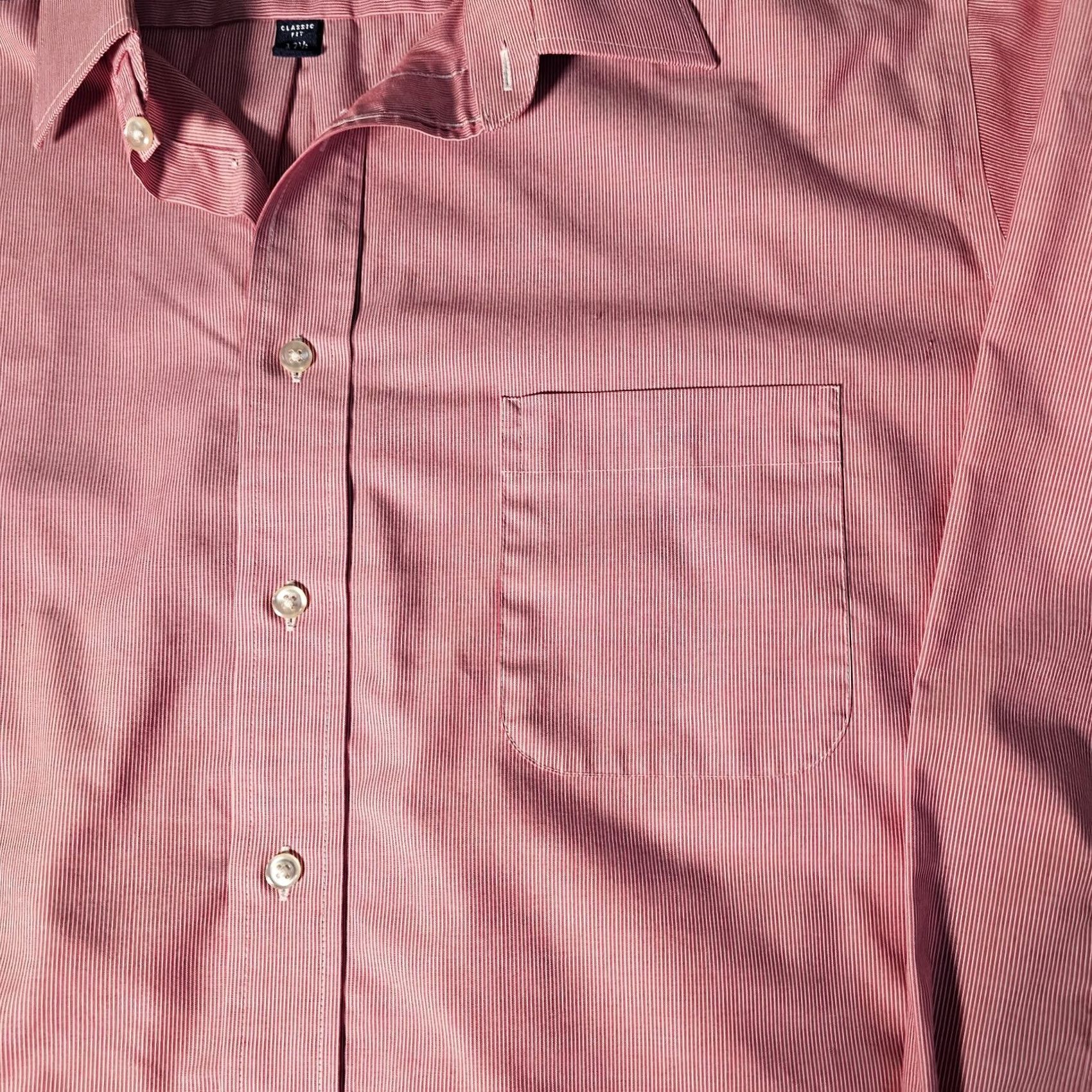 Stafford Stafford The Super Shirt Mens Dress Shirt Long Sleeve 17.5 34 35 Red Striped Classic Fit Size US XXL / EU 58 / 5 - 4 Thumbnail