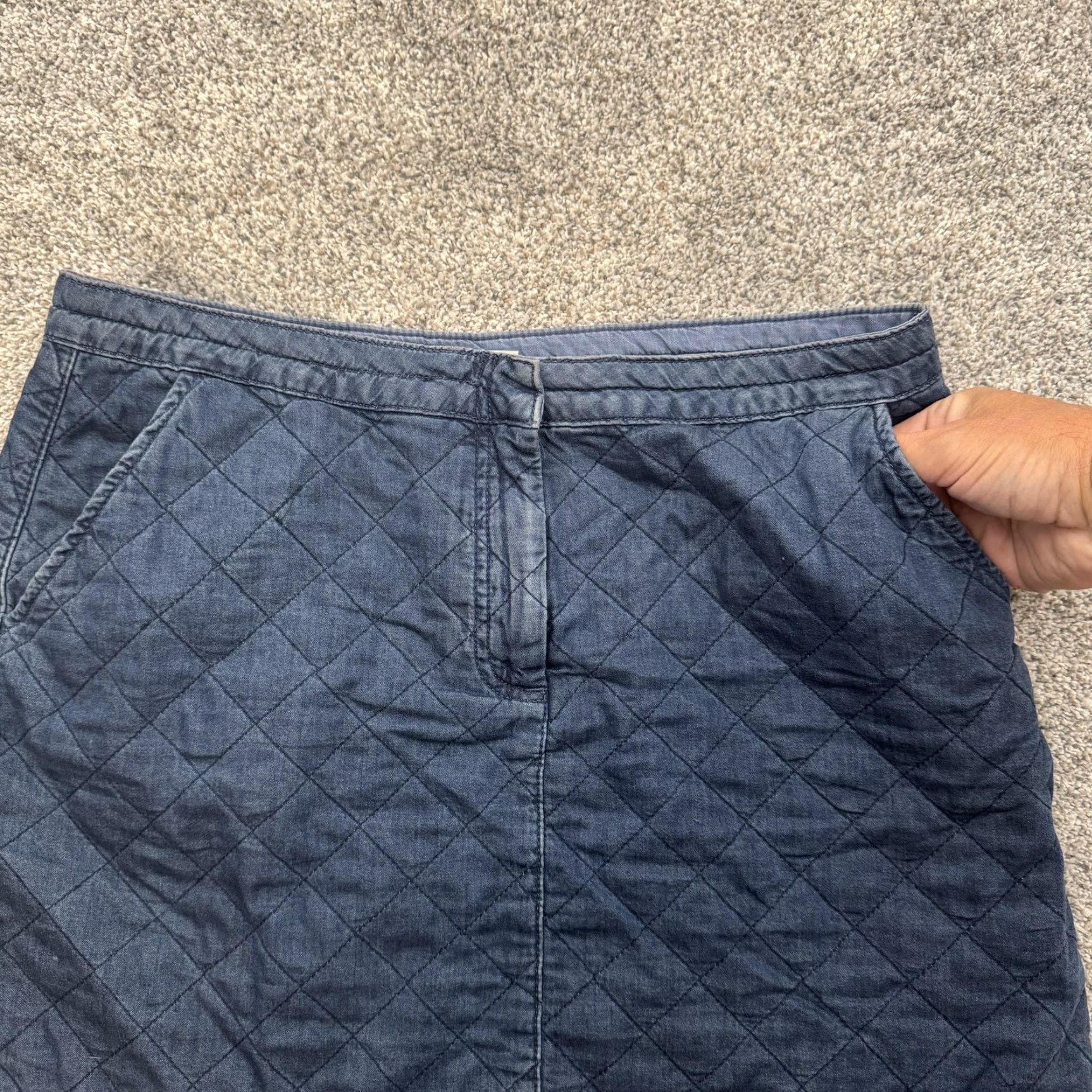 Topshop Topshop Moto Skirt Womens 34 Blue Quilted Denim Mini Pockets High Rise Casual Size 24" / US 00 / IT 34 - 5 Thumbnail