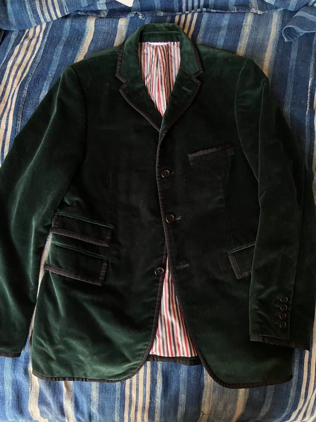 thom browne green velvet tuxedo jacket