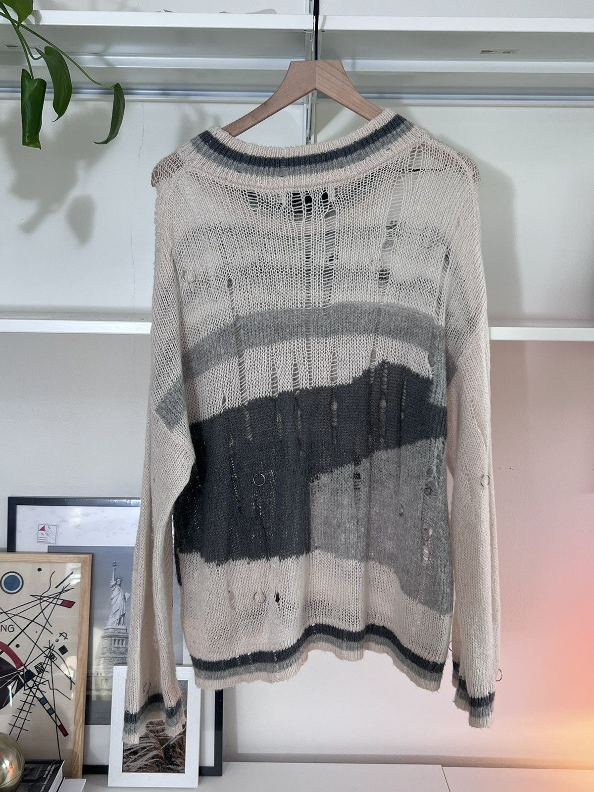 Racer Worldwide Beige Distressed Knit Sweater | Grailed