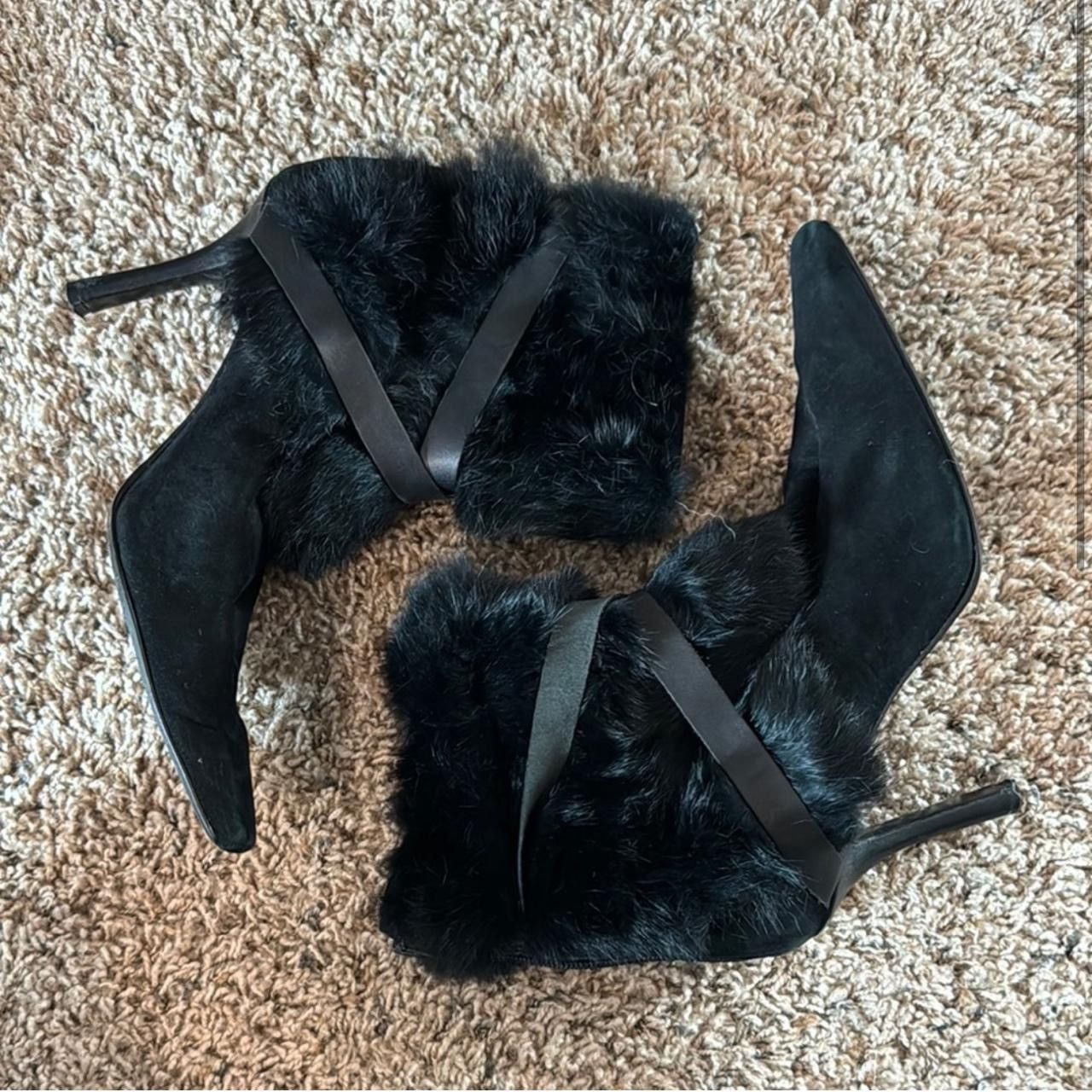 Nine West Vintage Black Fur-Trimmed Nine West Boots Size US 7.5 / IT 37.5 - 2 Thumbnail