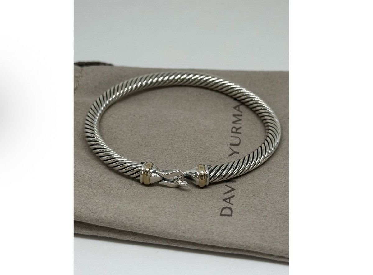 David Yurman David Yurman Classic Cable Silver Bangle w 18k 5mm Sz Medium Size ONE SIZE - 1 Thumbnail