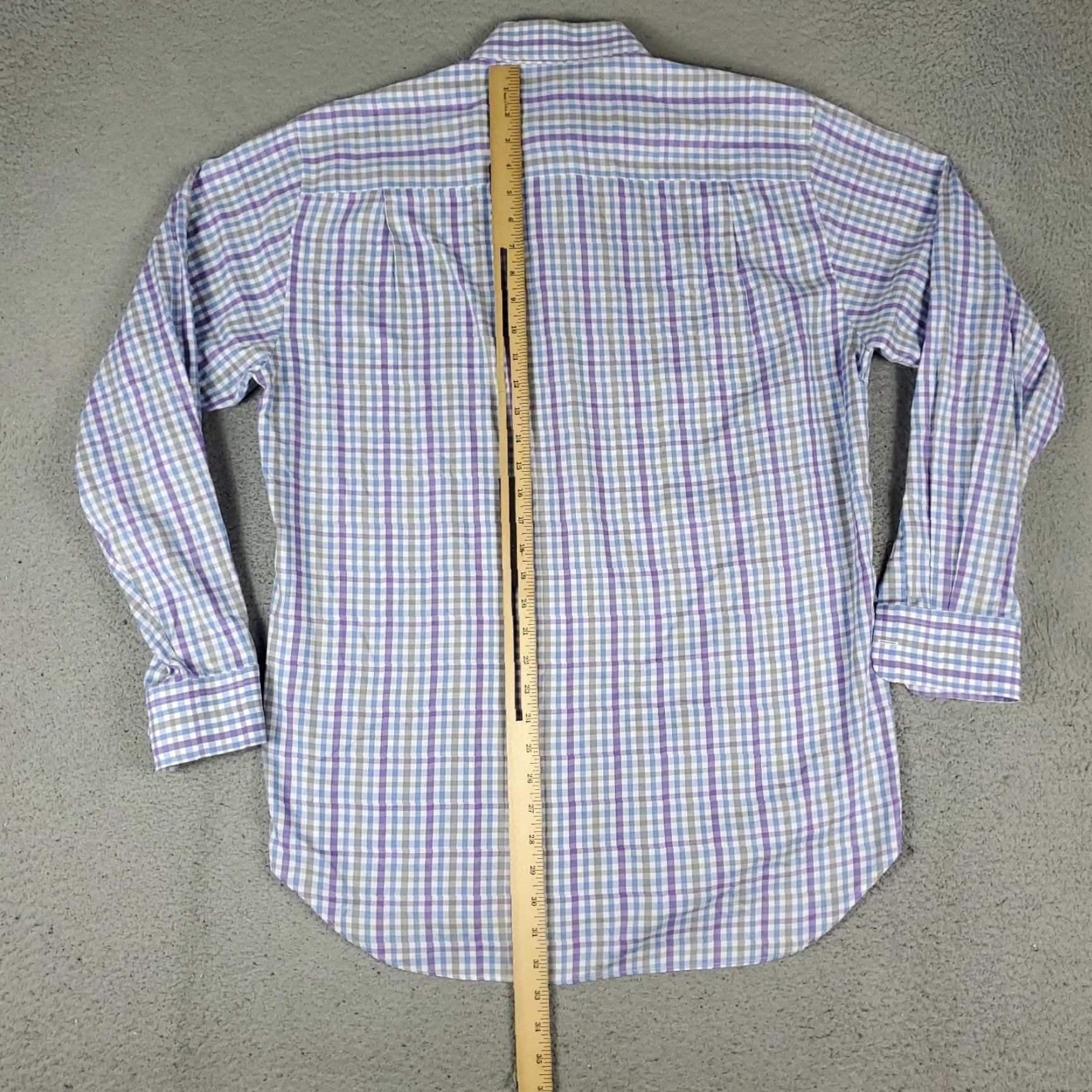 David Donahue David Donahue Shirt Mens Size 16 Blue Check Dress Button Up Long Sleeve Size 42R - 3 Thumbnail
