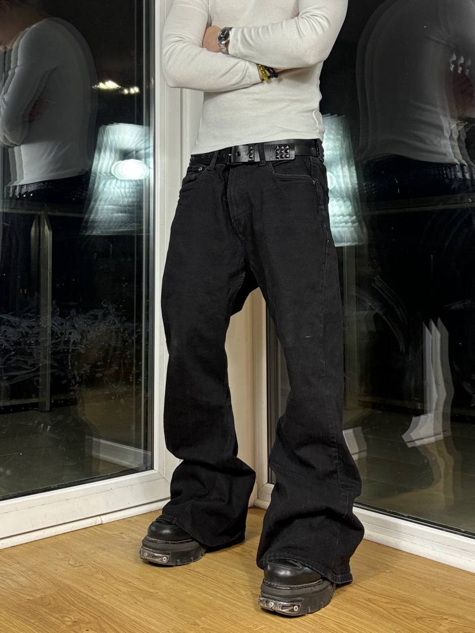 Japanese Brand flare bootcut custom black jeans Size US 34 / EU 50 - 2 Thumbnail