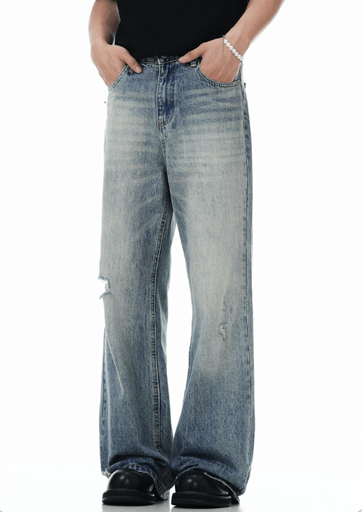 Japanese Brand × Jean Retro men's cleanfit loose straight worn flared jeans Size US 32 / EU 48 - 2 Thumbnail