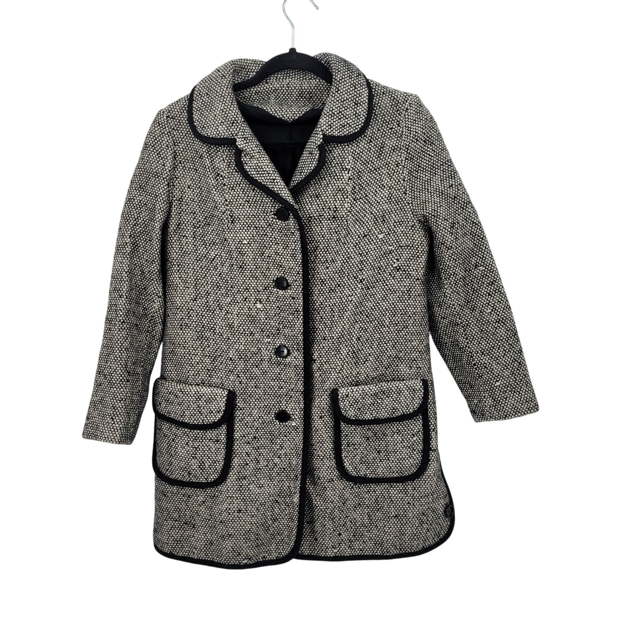 Vintage Vtg 70s Petite Tweed Long Line Coat Sz PS Black White Contra Size S / US 4 / IT 40 - 13 Thumbnail