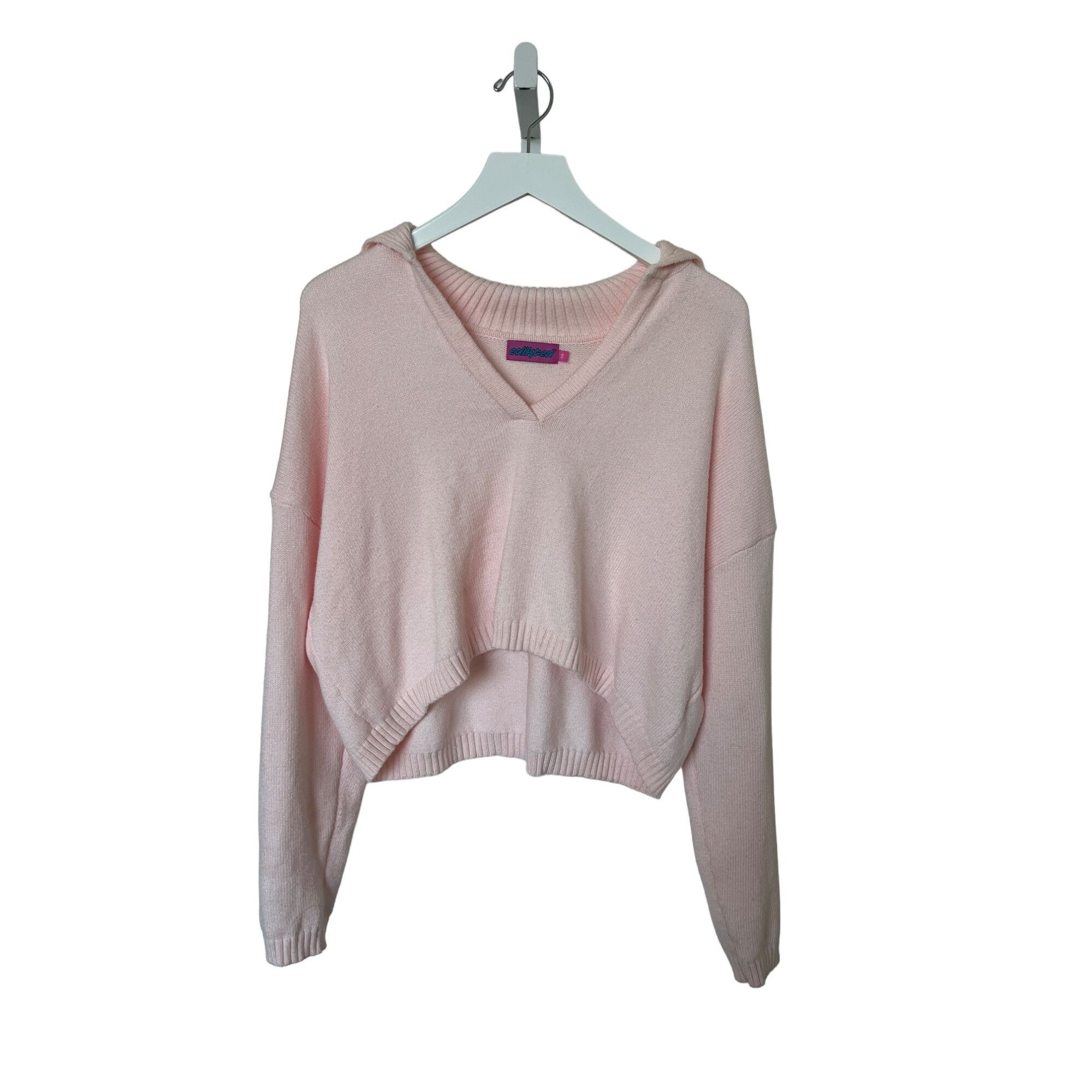 Nordstrom Edikted Marcie Johnny Collar Light Pink Oversize Crop Sweat Size XS / US 0-2 / IT 36-38 - 4 Thumbnail