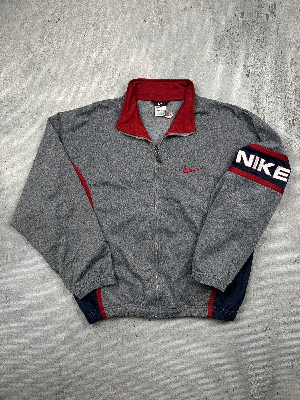 Nike Vintage Nike Grey Red Navy Full Zip Track Jacket 90s Swoosh Size US L / EU 52-54 / 3 - 1 Thumbnail