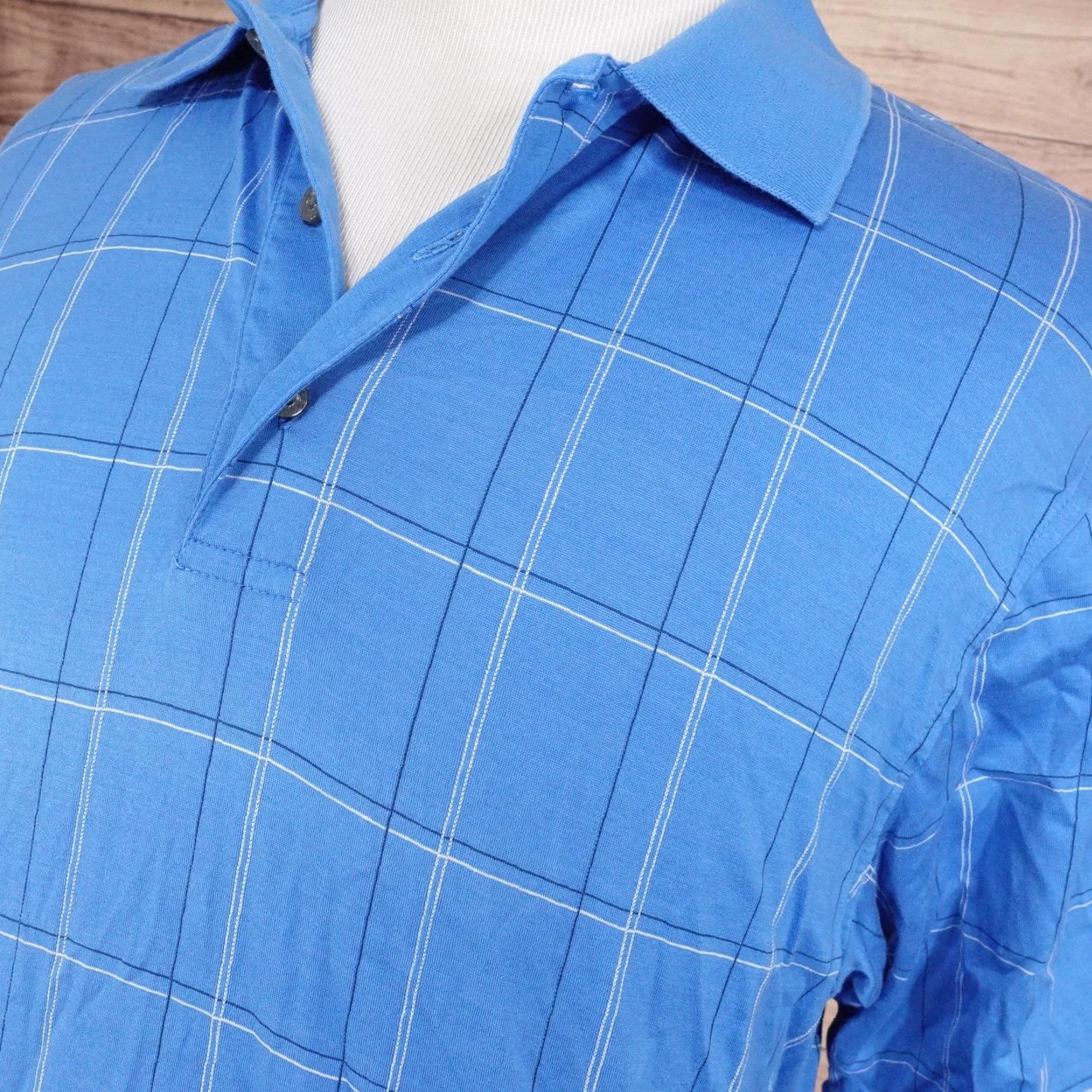 Jos. A. Bank JOS. A. BANK Leadbetter Golf Polo Shirt Men’s Large Blue Windowpane 100% Cotton Short Sleeve Size US L / EU 52-54 / 3 - 2 Thumbnail