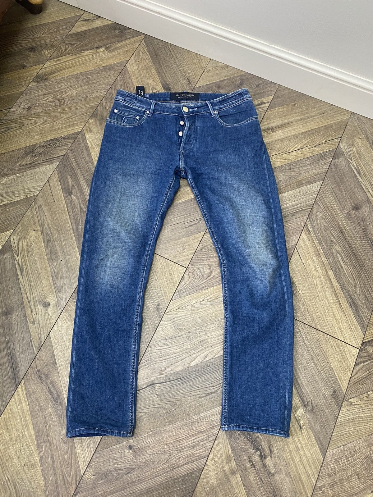 Designer × Vintage Vintage Handpicked Tapered Fit Denim Jeans Size US 33 - 2 Thumbnail