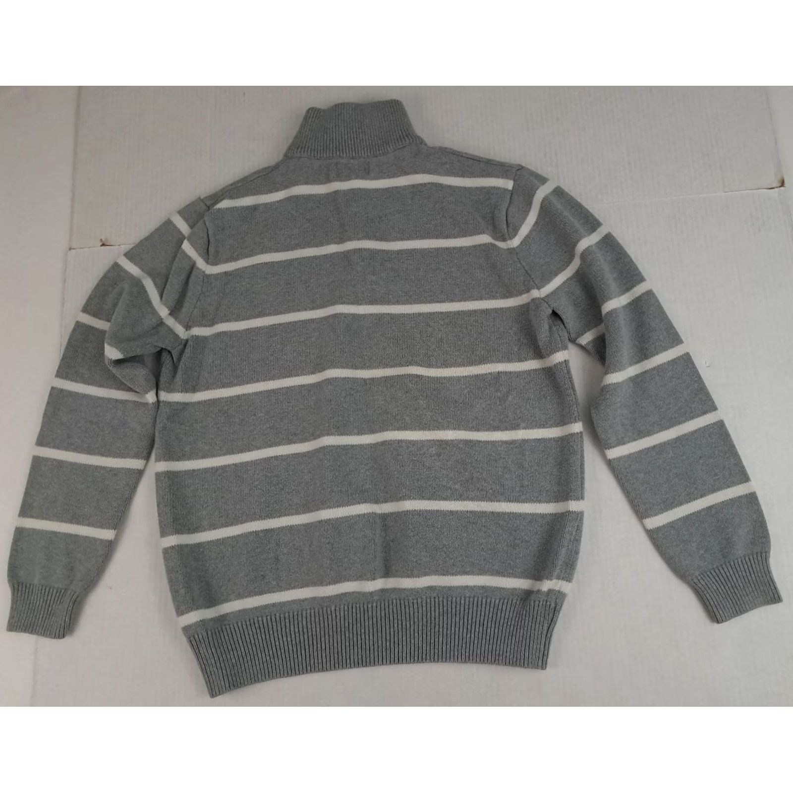 Ralph Lauren VINTAGE Ralph Lauren Polo Jeans Company Sweater 1/4 Zip Striped Grey Gray Mens M Knit Cotton Logo Runway Casual Winter Fall Spring Size US M / EU 48-50 / 2 - 7 Thumbnail