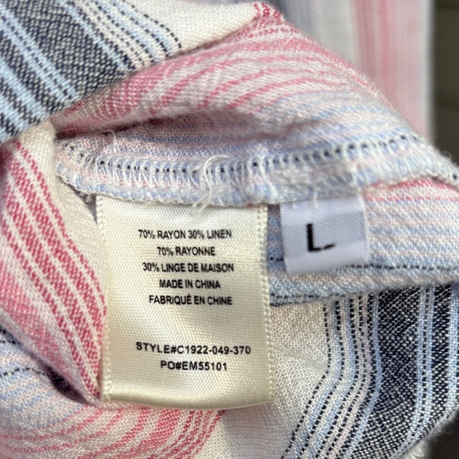 Anthropologie Anthropologie L Cloth & Stone Blue Pink Striped Mini Dress Size L / US 10 / IT 46 - 14 Thumbnail