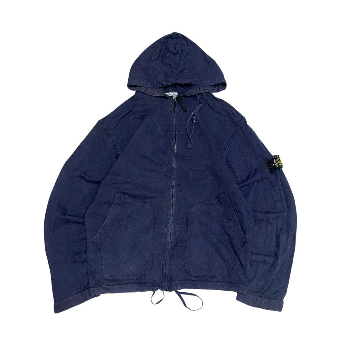 vintage stone island 1996 zipper hood badge green