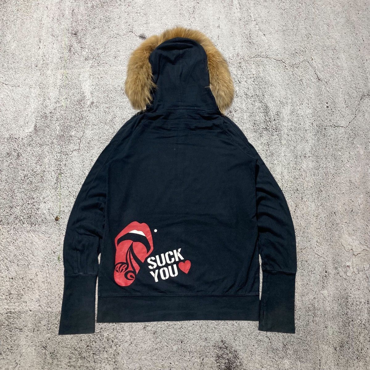 Japanese Brand 2000s Acid Black “Suck You” Ziphoodie Fur Lgb Punk Sly Style Size US M / EU 48-50 / 2 - 9 Thumbnail