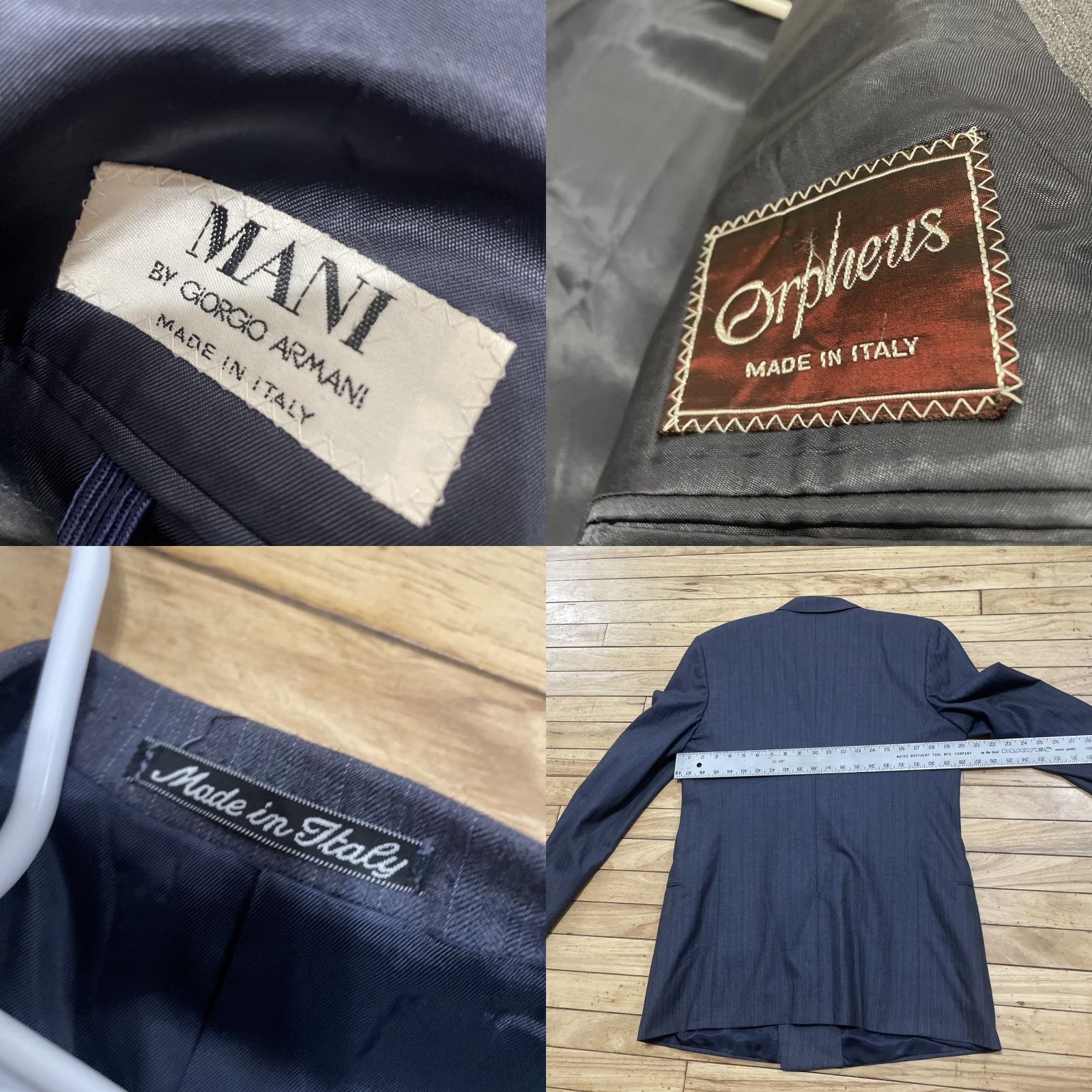 VINTAGE Giorgio Armani MANI Sport Coat Jacket Men 41R Wool Dark Gray Red Italy Blazer