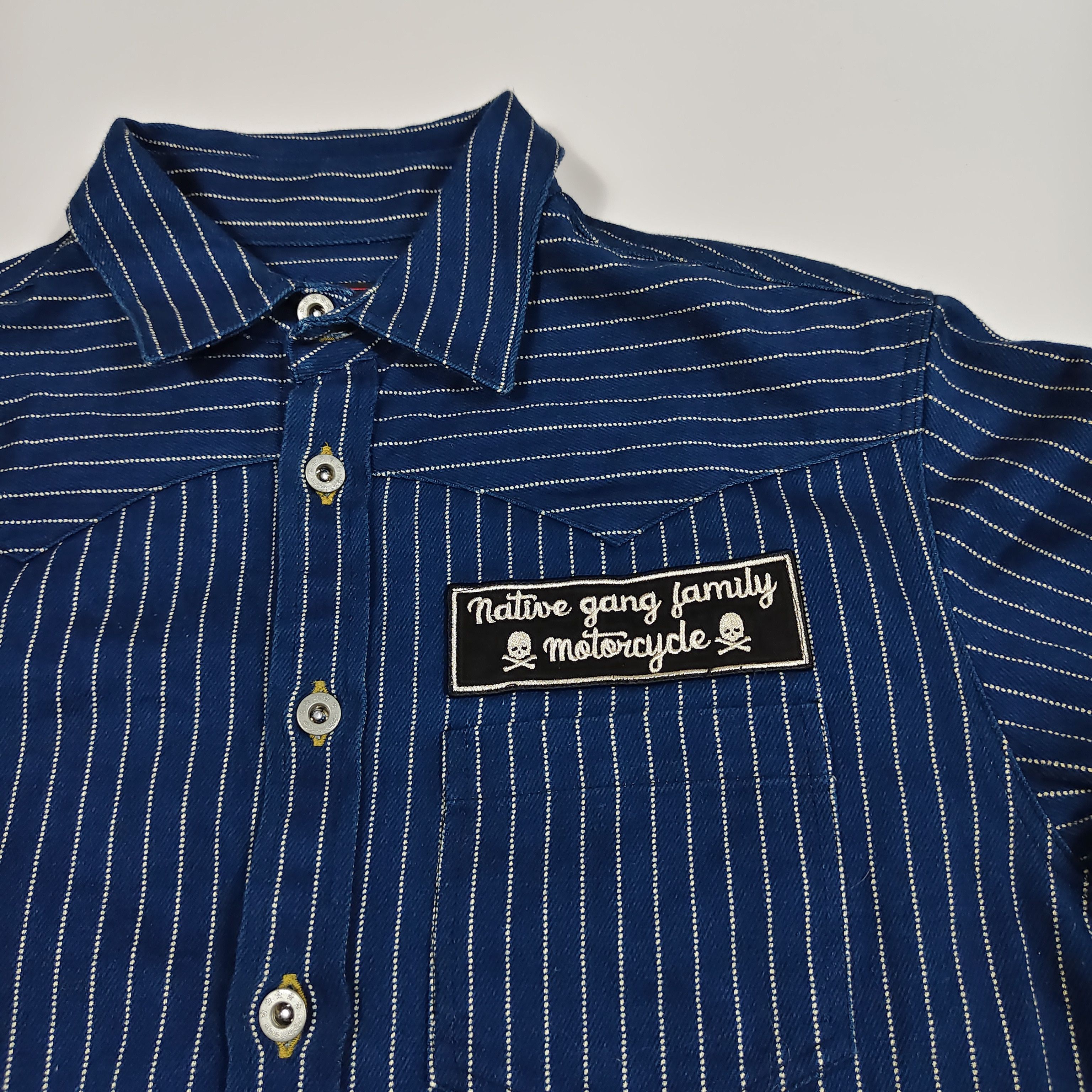 Japanese Brand Native Gang Family MC Wabash Stripe Work Shirt #F Size US M / EU 48-50 / 2 - 5 Thumbnail