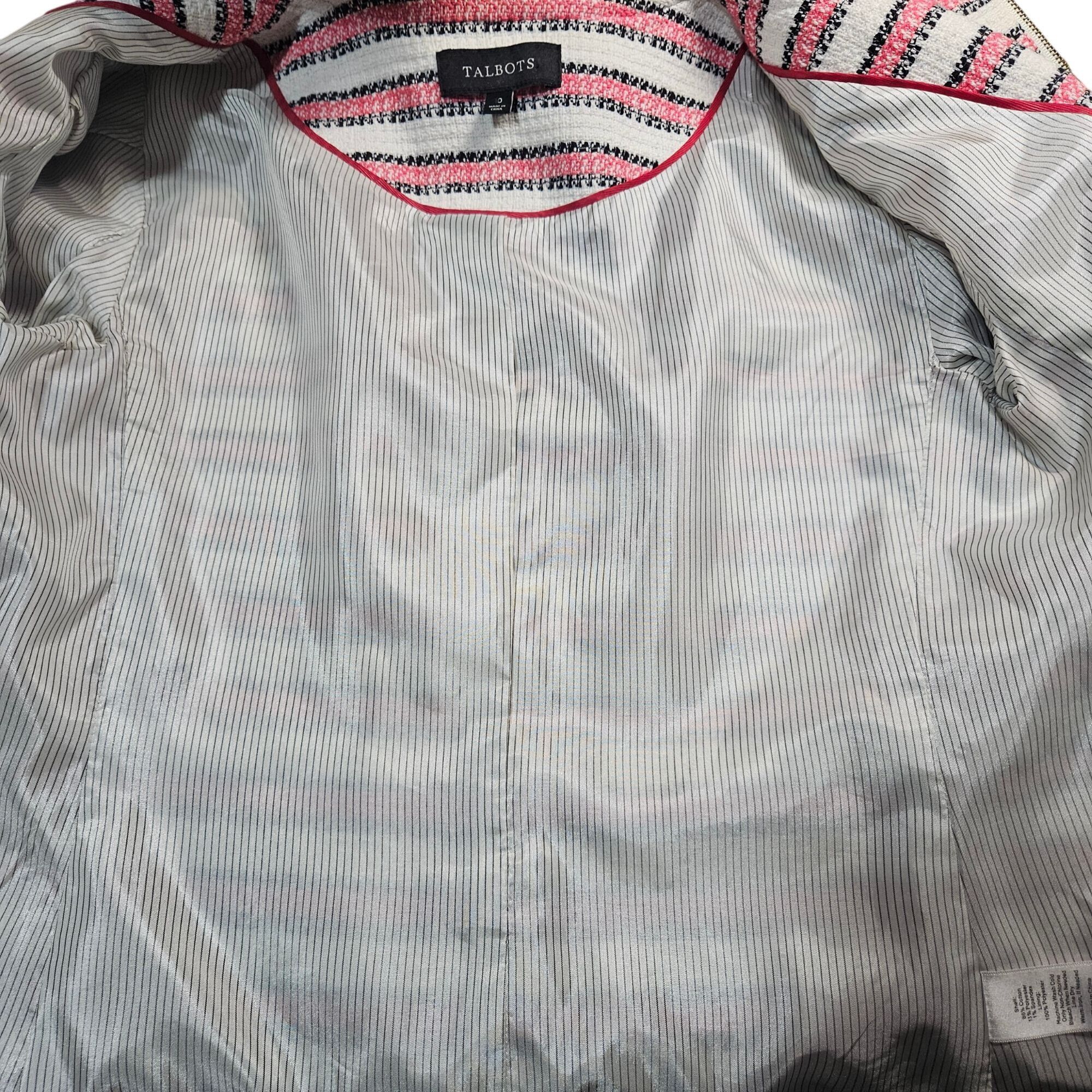 Talbots Talbots Women’s Tweed Jacket Pink/Black/White 10 Coquette Va Size L / US 10 / IT 46 - 4 Thumbnail