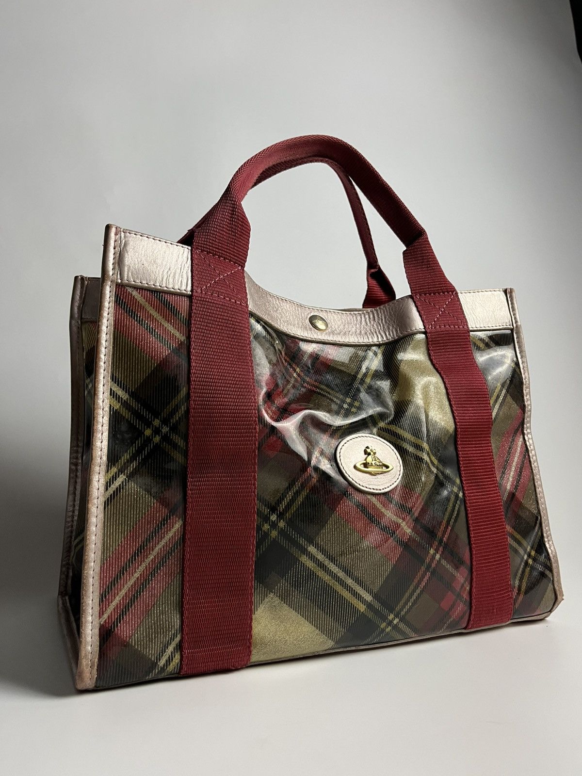 Vivienne Westwood Vivienne Westwood PVC Plastic Tartan Tote Bag with Pouch Size ONE SIZE - 3 Thumbnail