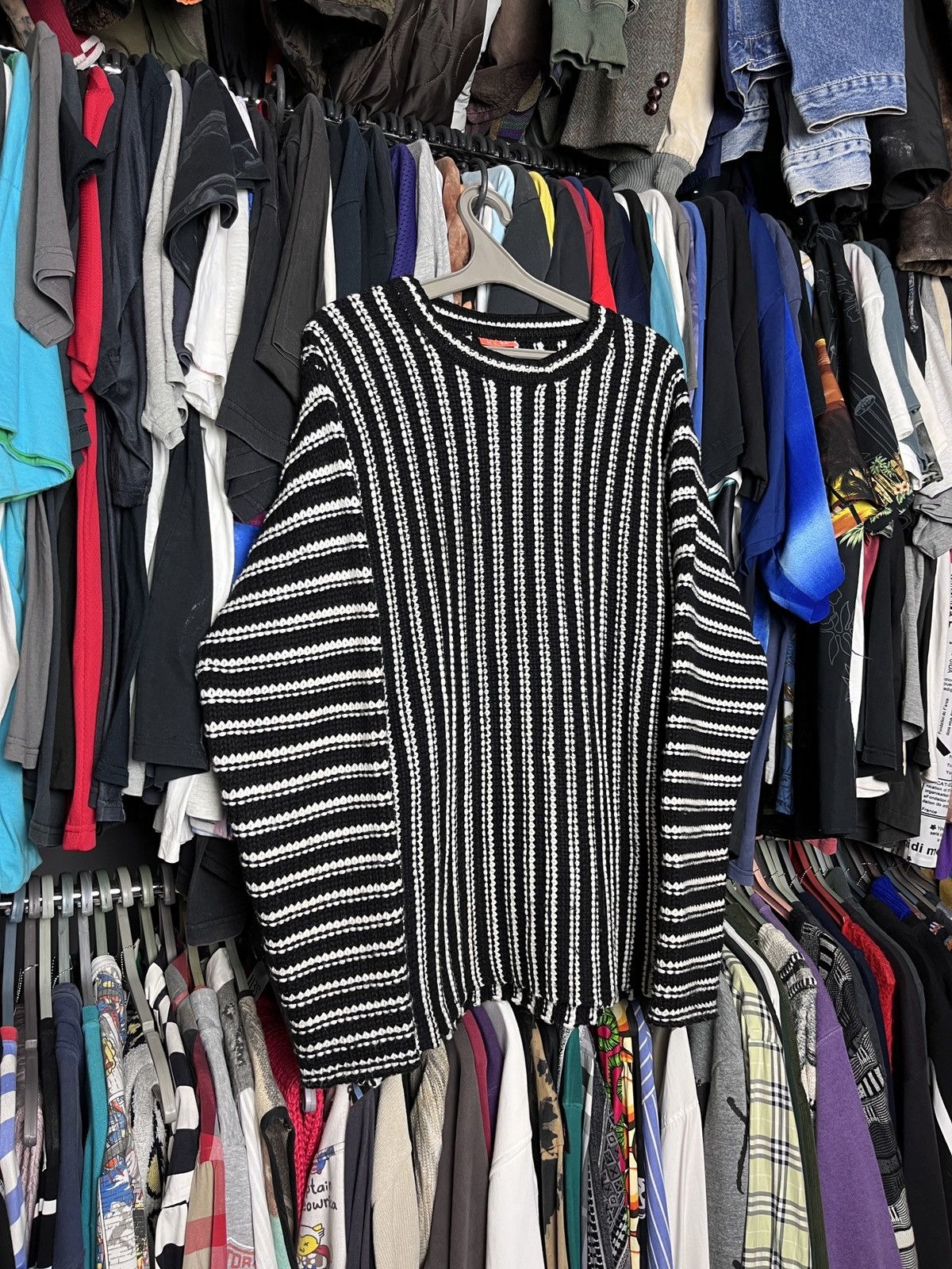 Vintage STRIPPED VINTAGE Y2K AVANTGARDE HEAVY KNITTED SWEATER - 1320 Size US L / EU 52-54 / 3 - 4 Thumbnail
