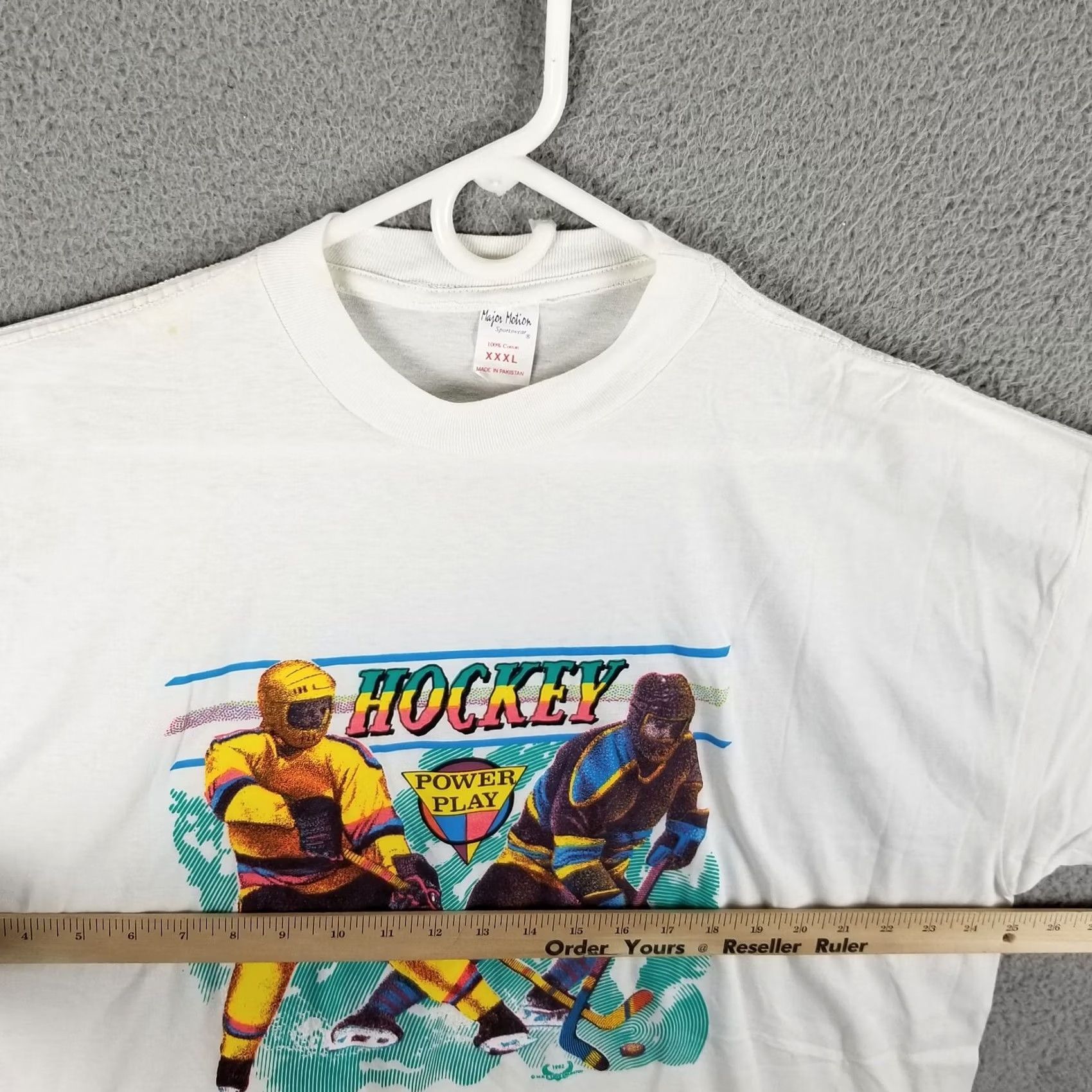Vintage Vintage 1990s Hockey T Shirt Men XXXL White Power Play 1992 Graphic Tee 3XL Size US XXL / EU 58 / 5 - 6 Thumbnail