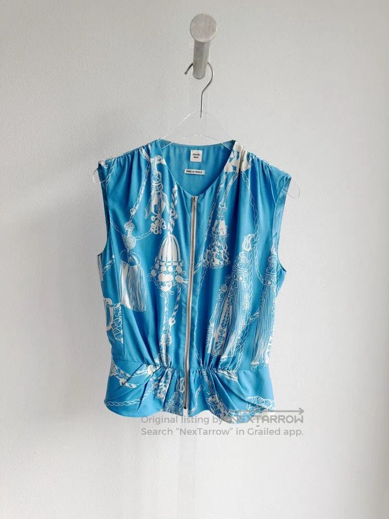 Hermes Hermes Blue chain print silk vest, 100% mulberry silk fabr Size XS / US 0-2 / IT 36-38 - 1 Thumbnail