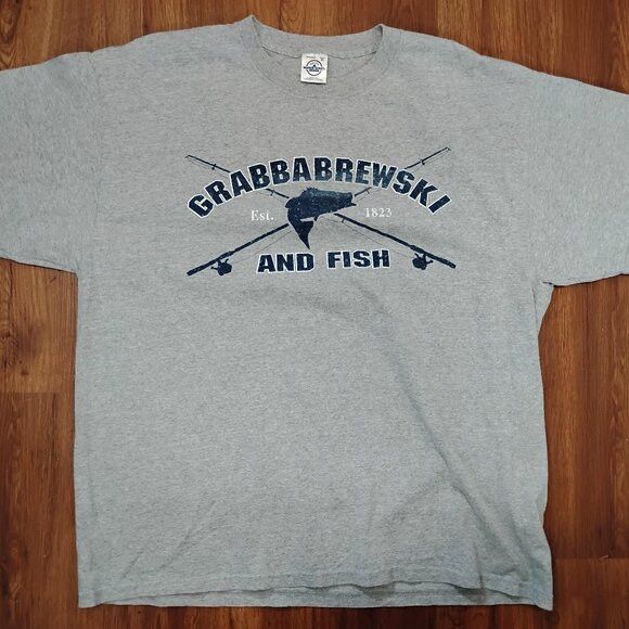 Delta DS Vintage Grabbabrewski & Fish Parody Abercrombie T-Shirt Size US XL / EU 56 / 4 - 2 Thumbnail