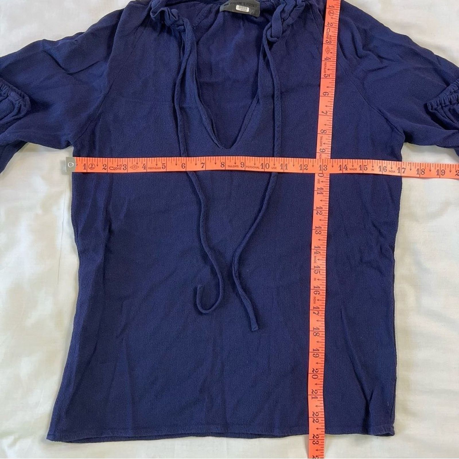 Black Label Blaque Label Women's XS Navy Blue V-Neck Long Sleeve Blouse Size XS / US 0-2 / IT 36-38 - 4 Thumbnail