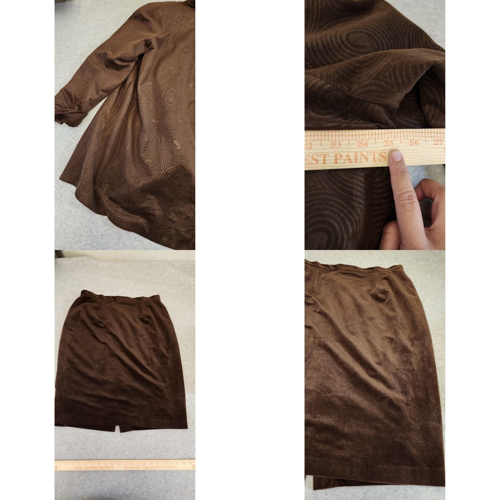 Vintage VINTAGE Chad Stevens 2 Piece Skirt Suit Set Womens 16W Brown Faux Suede Embossed USA Size 38" / US 16 / IT 52 - 9 Thumbnail